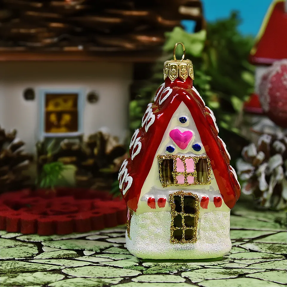 Vitbis Domek s červenou střechou baňka 10 cm