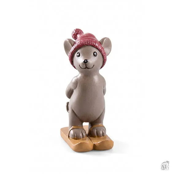 Det Gamle Apotek Mouse on ski figurka 6 cm šedá