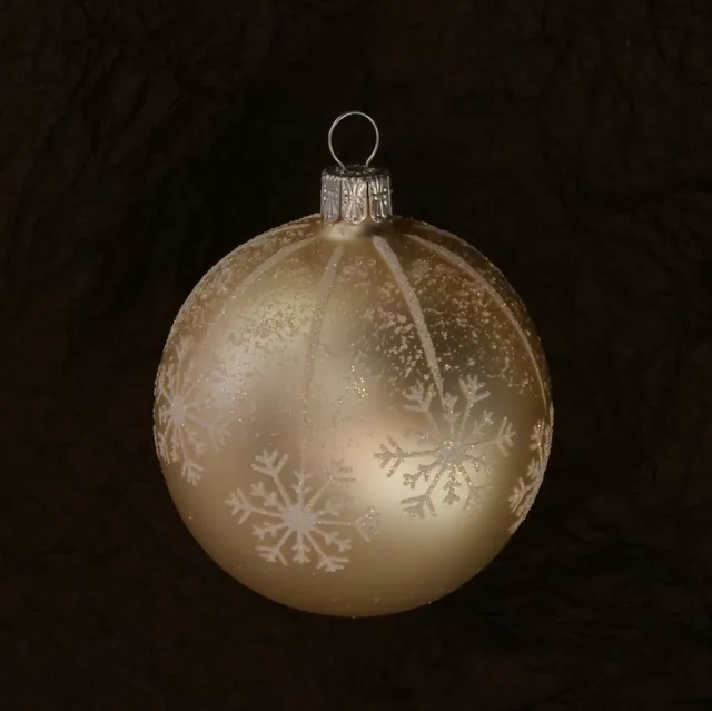 Vánoční ozdoby champagne matná skleněná koule dekor