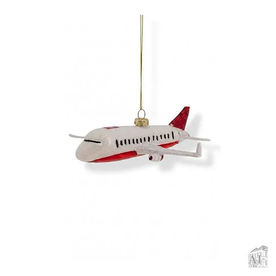 Det Gamle Apotek Airplane skleněná ozdoba letadlo bílá