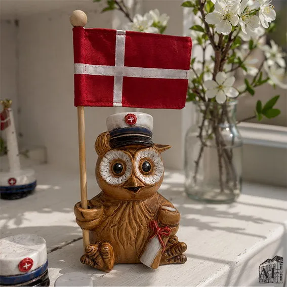 Det Gamle Apotek Owl sova keramická hnědá 16 cm