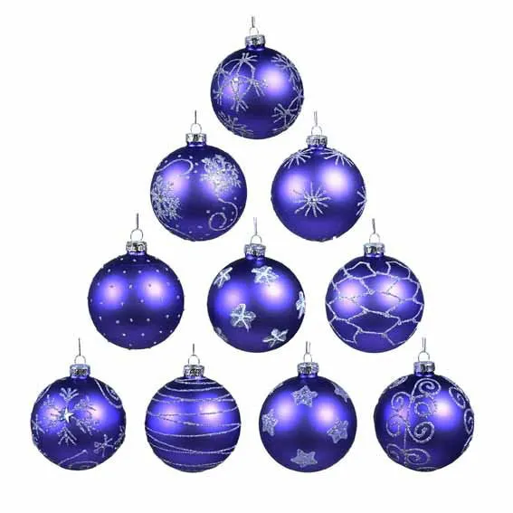 Det Gamle Apotek Purple skleněné baňky 8 cm 10 ks fialové