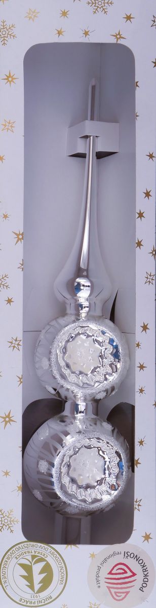 Vánoční ozdoby špice 58219044 ozdoba bílá lesk 70 mm