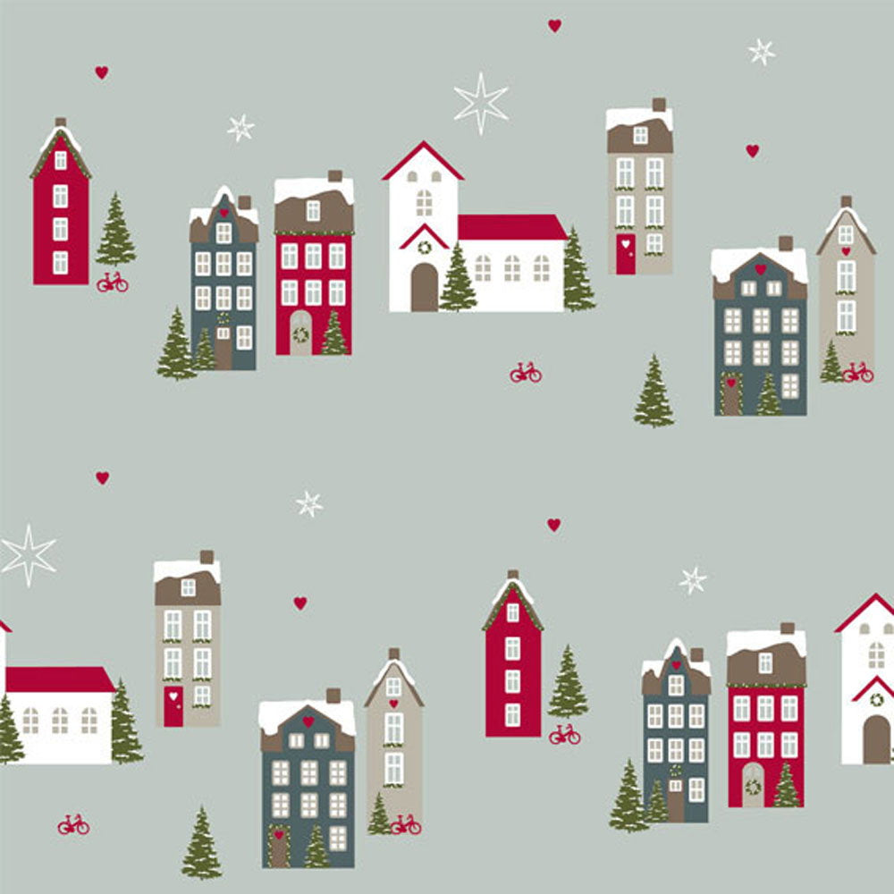 Det Gamle Apotek Winter City balicí papír 5 m zelený