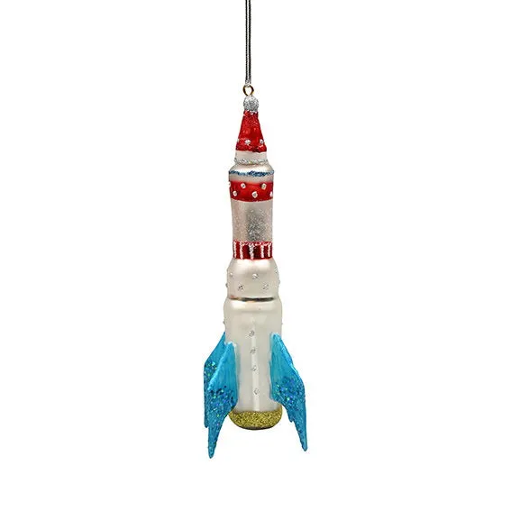 Det Gamle Apotek Spaceship skleněná ozdoba 15 cm bílá