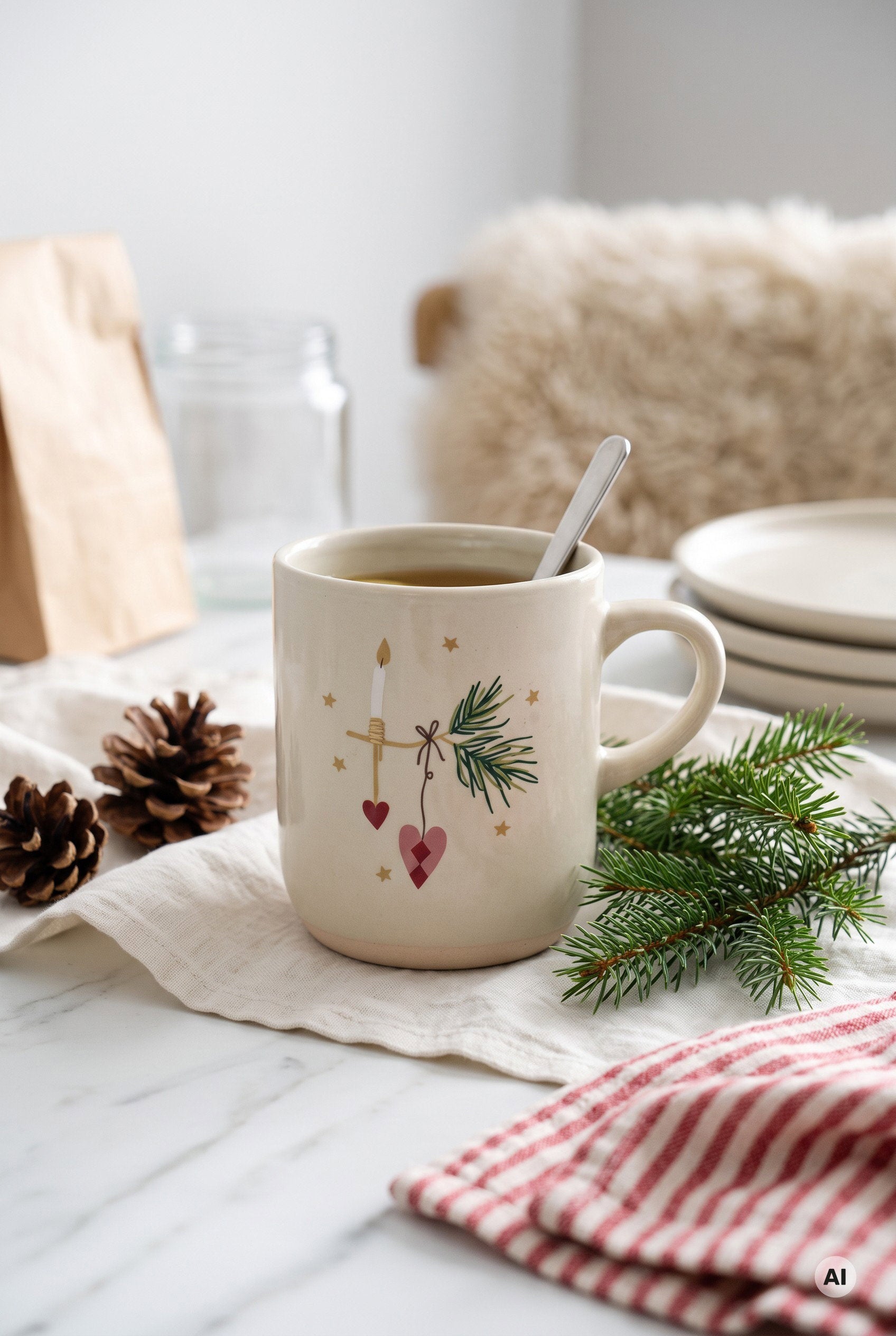 Det Gamle Apotek Mug hrnek krémový kamenina