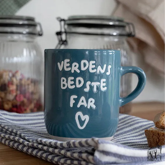 Det Gamle Apotek Mug with text hrnek nejlepší tatínek modrý