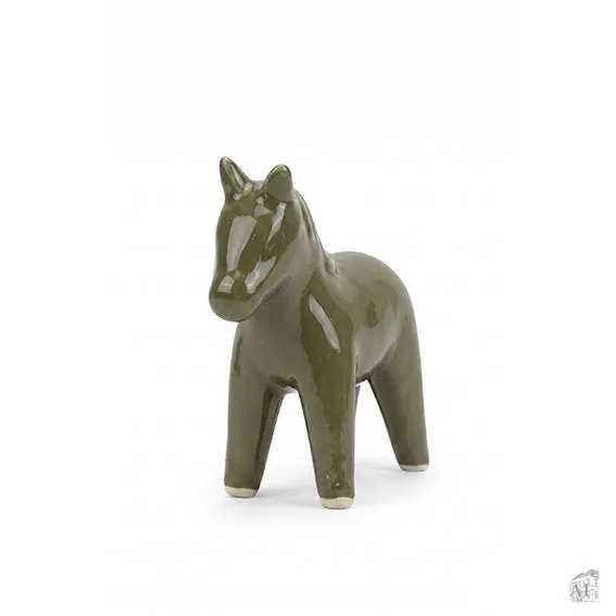 Det Gamle Apotek Horse keramický koník zelený 6 cm