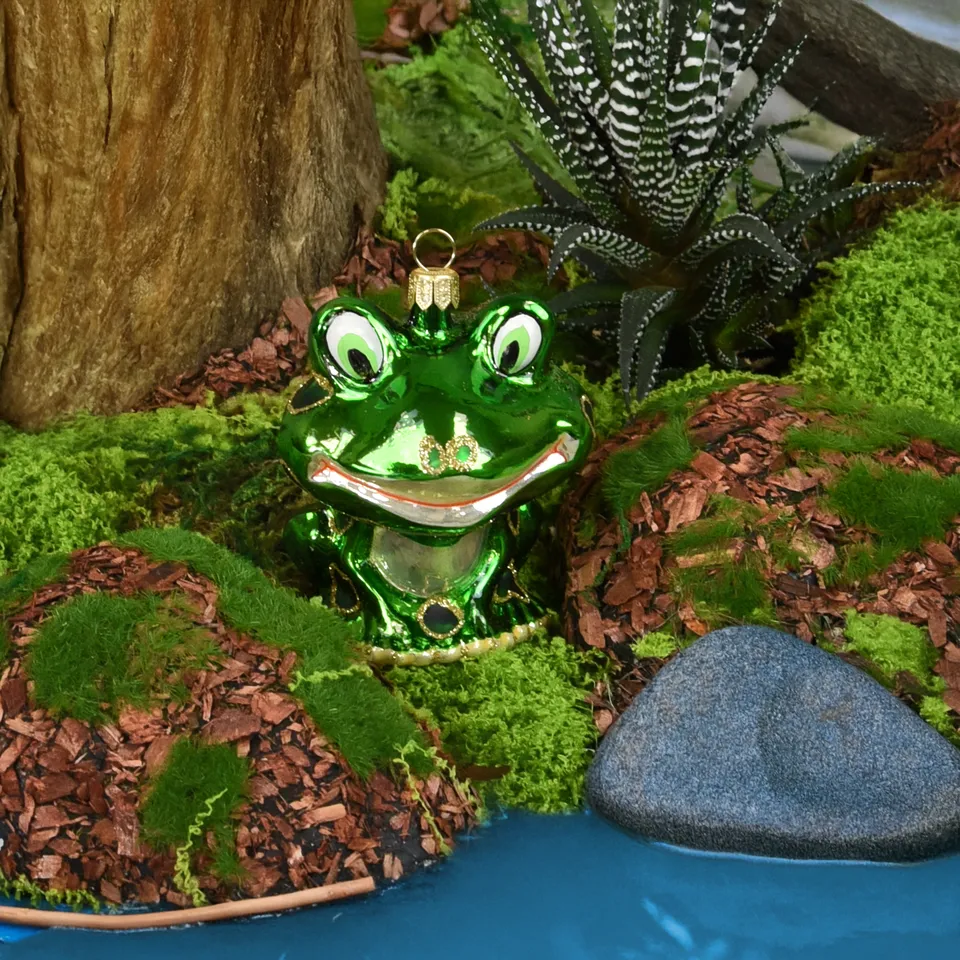 Vitbis skleněná baňka žába 9 cm 1 ks figurka