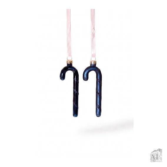 Det Gamle Apotek Candy Cane skleněná baňka modrá 11 cm