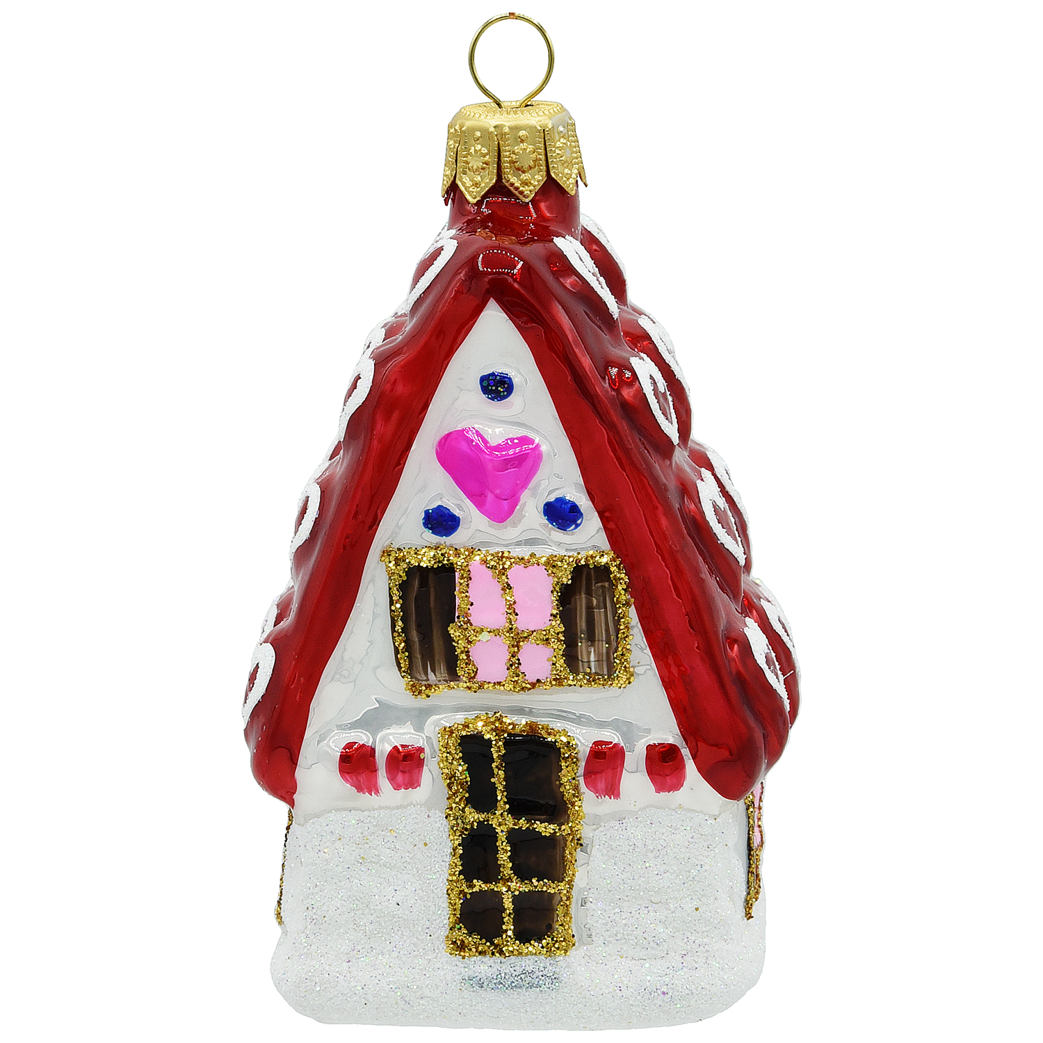 Vitbis Domek s červenou střechou baňka 10 cm