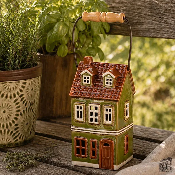 Det Gamle Apotek House for T-light svícen domeček zelený 22 cm