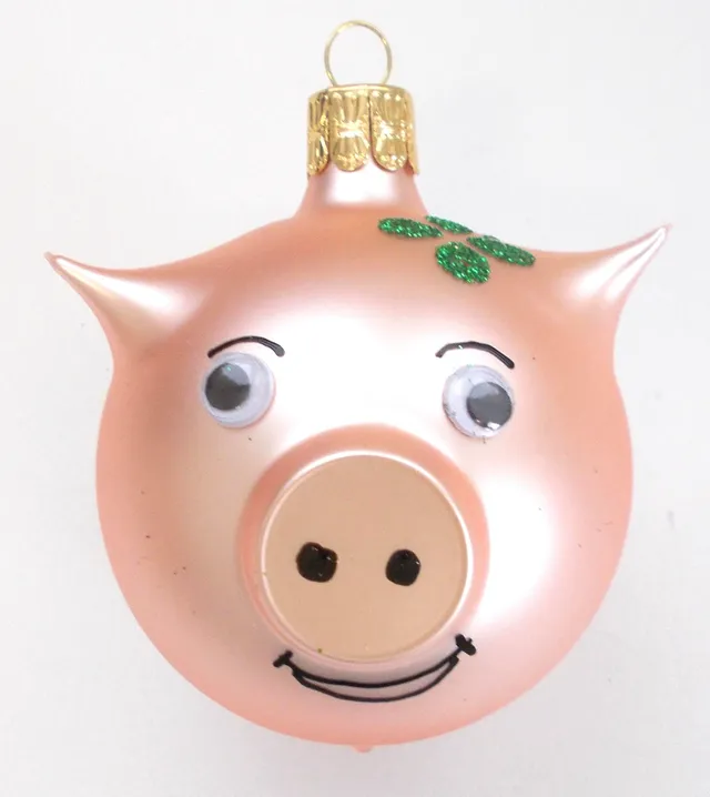 Vánoční ozdoby hlava prasátka 66249016/7 starorůžová