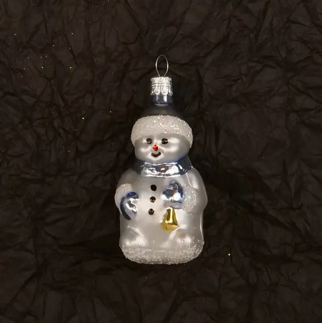 Vánoční ozdoba sněhulák figurka vícebarevná skleněná