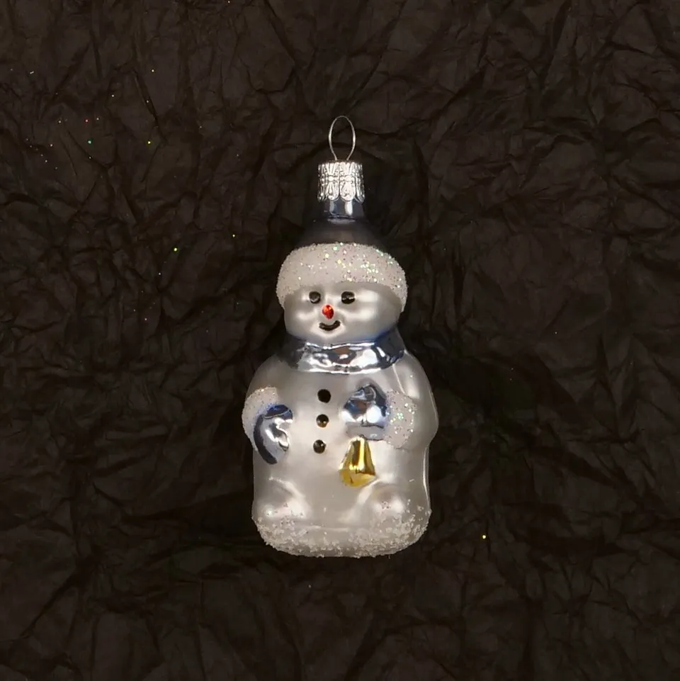 Vánoční ozdoba sněhulák figurka vícebarevná skleněná