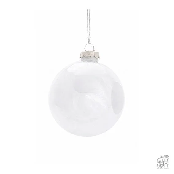 Det Gamle Apotek White Christmas baňka bílá 8 cm