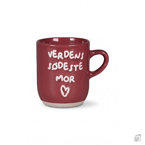 Det Gamle Apotek Mug with Text hrnek červený kamenina
