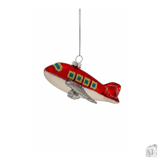 Det Gamle Apotek Airplane for hanging skleněná ozdoba 4 cm červená