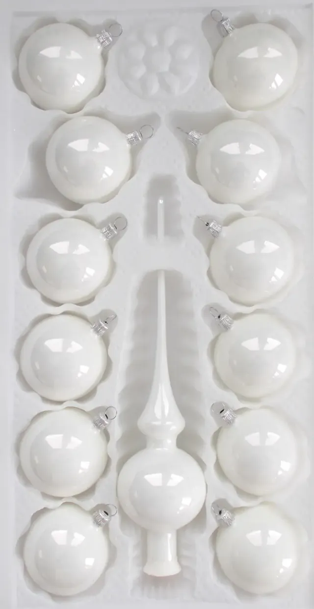 Vánoční ozdoby extra bílá porcelán sada se špicí