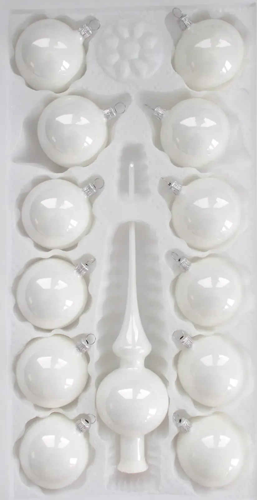 Vánoční ozdoby extra bílá porcelán sada se špicí