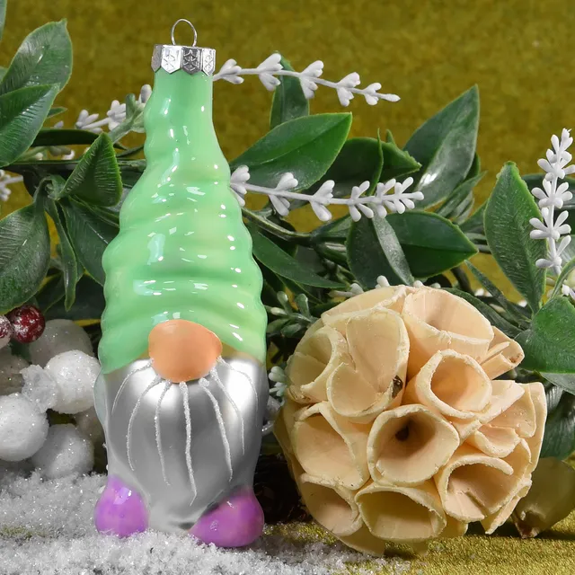 Vitbis Pastelový skřítek skleněná baňka 12 cm zelená