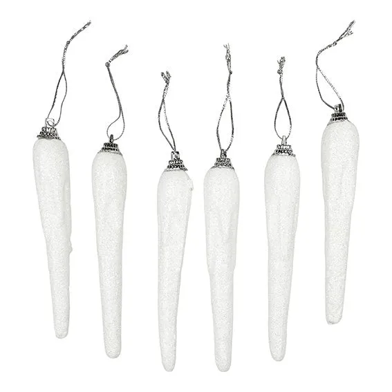 Det Gamle Apotek Icicles rampouchy bílé 12 cm 6 ks