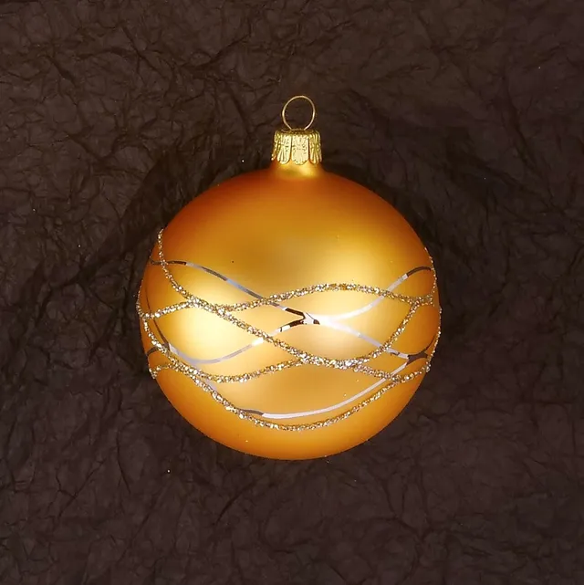 Vánoční ozdoby zlatá matná dekorovaná koule