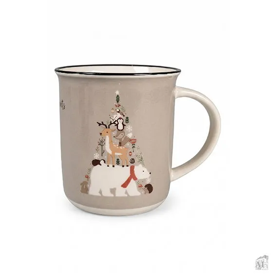 Det Gamle Apotek hrnek šedý 9 cm vánoční kostní porcelán