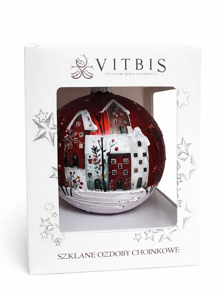 Vitbis Červená krajina skleněná baňka 10 cm matná