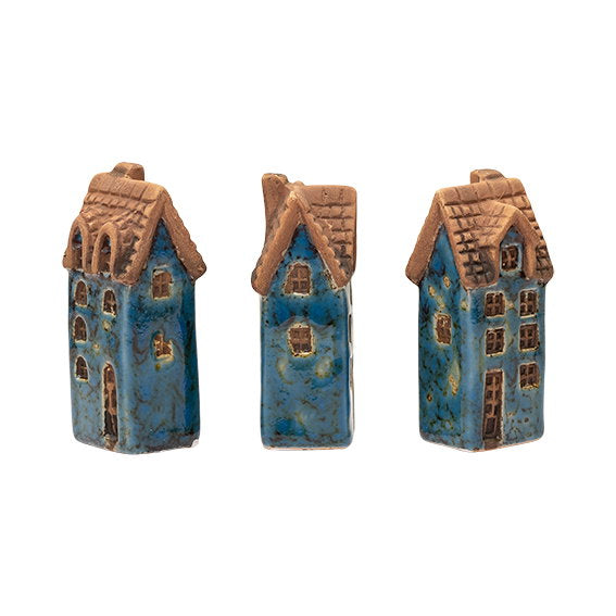 Det Gamle Apotek House domeček modrý keramika 7 cm