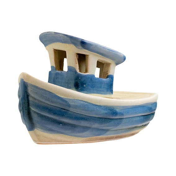 Det Gamle Apotek Boat loďka dekorace modrá kamenina