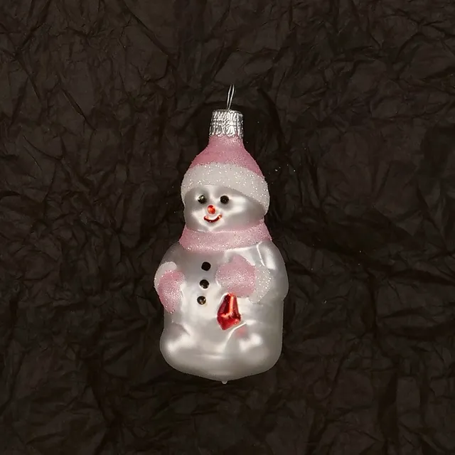 Vánoční ozdoby sněhulák ozdoba skleněná bílá matná