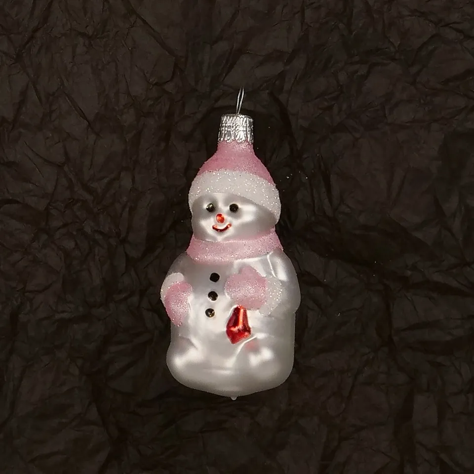 Vánoční ozdoby sněhulák ozdoba skleněná bílá matná