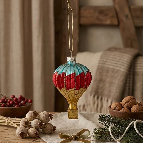 Det Gamle Apotek balón baňka skleněná červená 9 cm