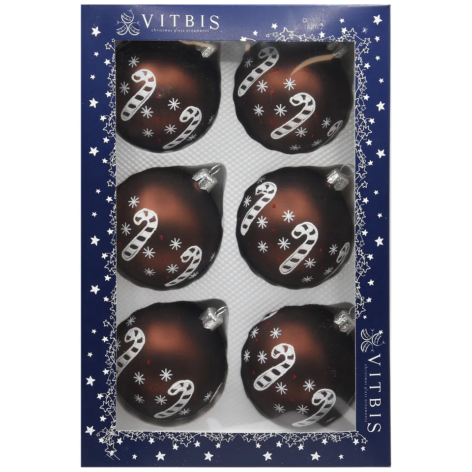 Vitbis Hnědé vánoční baňky 8 cm 6 ks