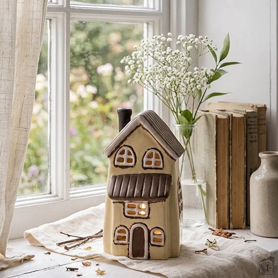 Det Gamle Apotek House for T-light svícen žlutý 14 cm
