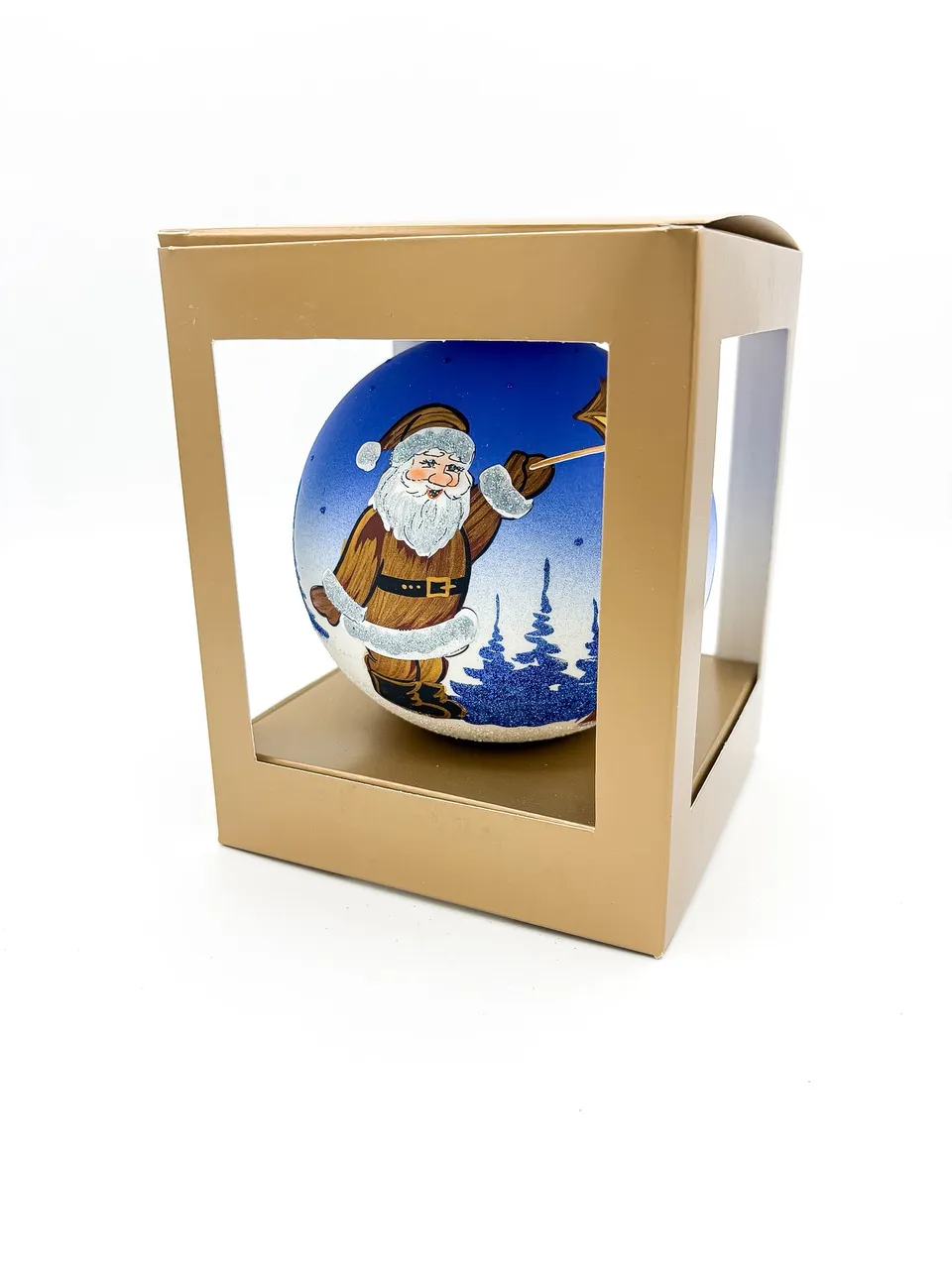 Vitbis skleněná baňka Mikuláš modrá 12 cm