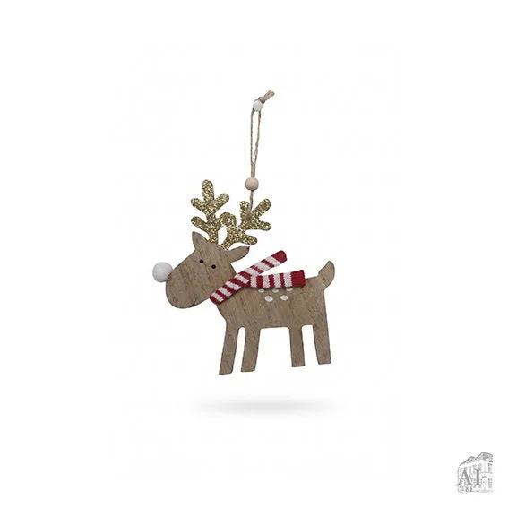Det Gamle Apotek Deer závěs jelen 20 cm hnědý MDF