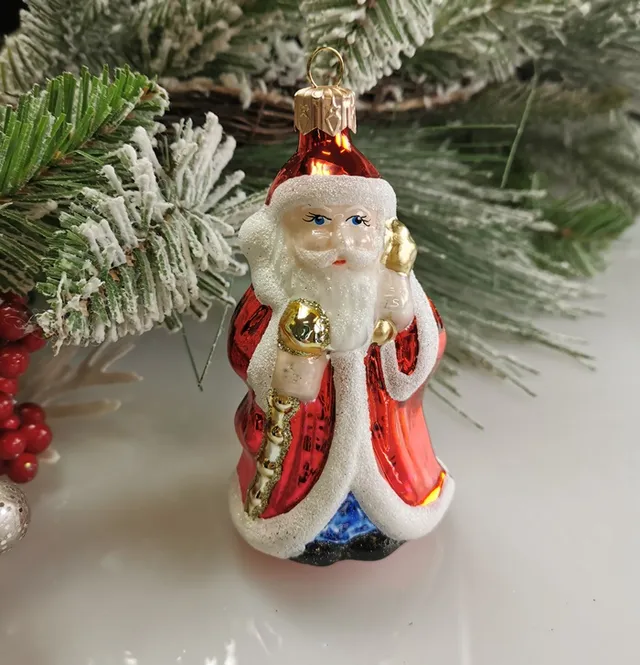 Vitbis Mikuláš s holí skleněná figurka 11 cm ruční
