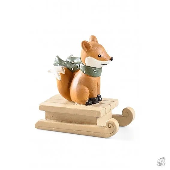 Det Gamle Apotek Fox on sleigh figurka liška 6 cm