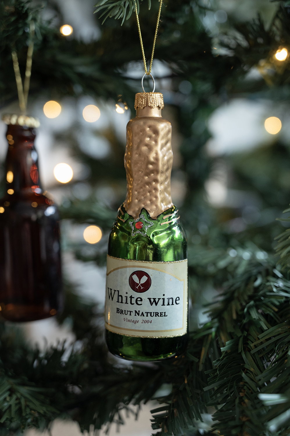 Det Gamle Apotek Wine bottle ozdoba lahev zelená 14 cm