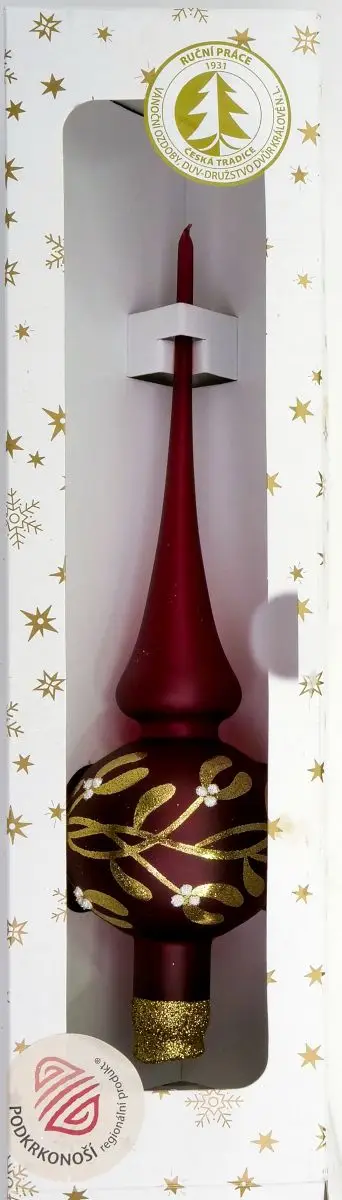 Vánoční ozdoby špice jednokulová burgundská matná