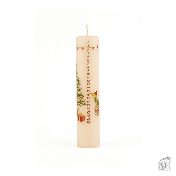 Det Gamle Apotek Calendar Candle svíčka 25 cm bílá