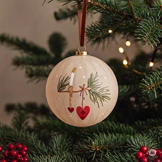 Det Gamle Apotek Christmas bauble vánoční baňka béžová 8 cm