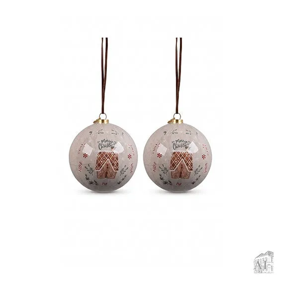 Det Gamle Apotek Beige Christmas baubles baňky 8 cm 2 ks