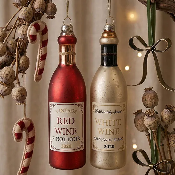 Det Gamle Apotek Wine bottles skleněná ozdoba 3 cm červená