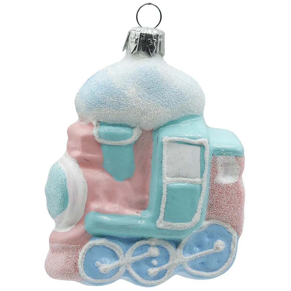 Vitbis Pastelová lokomotiva skleněná figurka 8 cm
