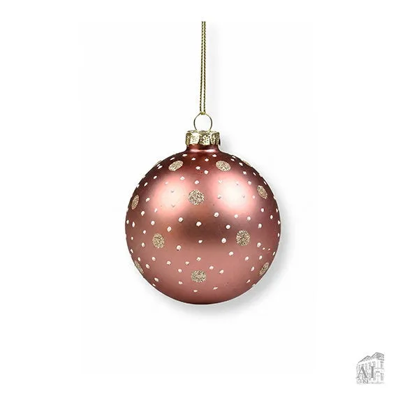 Det Gamle Apotek Pink bauble w. dots baňka růžová 8 cm
